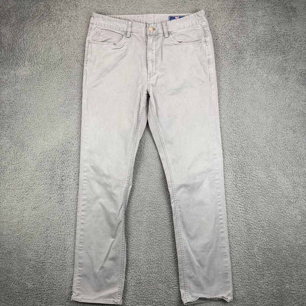 Vineyard Vines Mens 32x32 Grey 5-Pocket Breaker Pants Stretch Chino Cotton Blend